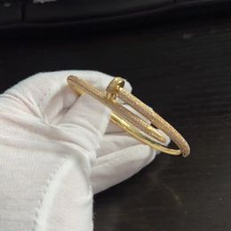 Bracelet à ongles pour femmes et hommes, plein de diamants, plaqué or 18 carats, bijoux de luxe, cadeau pour amoureux, tailles 17 et 19