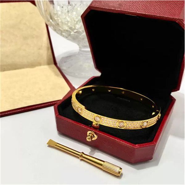 Pulseras de uñas Brazalete de oro para mujer para hombre Diamante Piedra preciosa Destornillador Tornillo de calidad superior Regalo de acero inoxidable Diseñador Pulsera de joyería