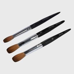 Nagel Borstels 100 Pure Kolinsky Acryl Borstel Gegolfd Zwart Houten Handvat Vloeibaar Poeder voor Manicure Gereedschap Maat 14 16 230621