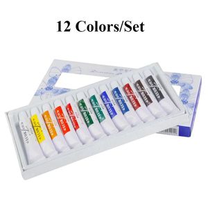 Pinceaux à ongles 12 couleurs Tube peinture acrylique ensemble de couleurs Art peinture pigment pour outils de dessin de tissu bricolage 231007