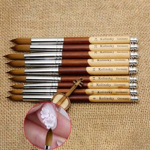 Pinceaux à ongles 1PC Kolinsky Sable Acrylique Art Brush No 8 10 12 14 16 18 20 22 24 UV Gel Sculpture Stylo Liquide Poudre DIY Drawing244u