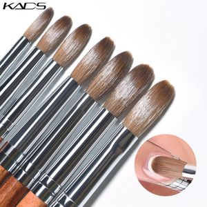 1 pc Kolinsky Sable Acrylique Brosse UV Gel Sculpture Stylo Brosse Liquide Poudre DIY Ongles Dessin Plat Rond Rouge Bois Nail Art Brosse 230425