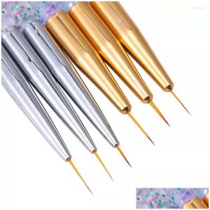 Brosses à ongles 2023 3PCS Acrylique Français Stripe Art Liner Brush Set 3D Conseils Manucure Tra-Thin Line Ding Pen Uv Gel Peinture Drop Livrer Dhhzk