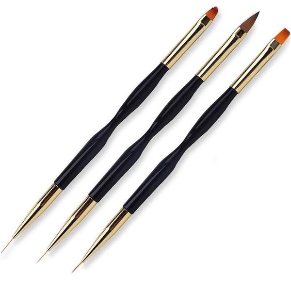 Brosses à ongles 3pcs Acrylique Stripe Art Liner Set Conseils 3D Manucure Tra-Thin Line Ding Pen Uv Gel Brosse Peinture Outils Drop Livraison Hea Dh1Cp