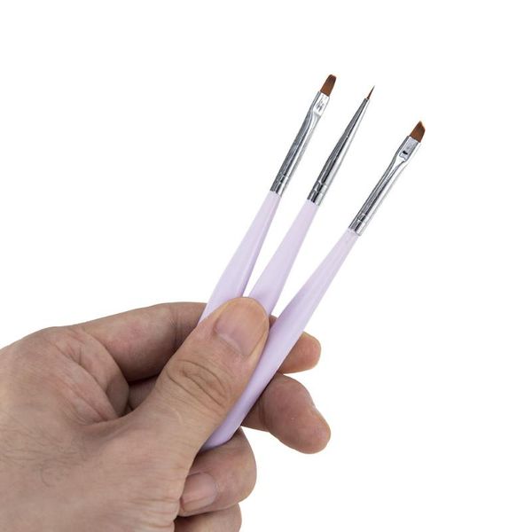 Pinceaux à ongles 3 pièces/ensemble violet acrylique Art UV Gel vernis peinture dessin Liner stylo Kit pointillage conception vernis manucure outils brosse