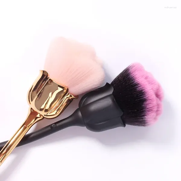 Brosses à ongles 5 couleurs Rose petite brosse à fleurs peinture Gel nettoyage de la poussière maquillage Art manucure outil fournitures de salon