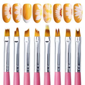 Nagelborstels Arte Clavo 8pcsset Nail Art Brush Painting Bloem Nagel Gereedschap Hoofd Maanvorm Nagel Nagel Franse Brushe Smile Petal Drawing Pen 230425