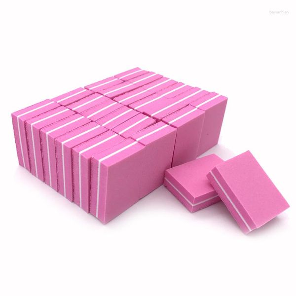 Tampons d'ongles Jearlyu 20pcs / lot Fichier 100/180 Mini fichiers à double face bloc de tampon de ponçage de ponçage à l'éponge rose