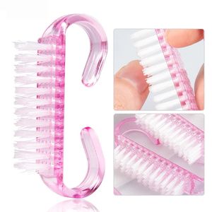 Brosses de nettoyage des ongles Soin des doigts Poignée de nettoyage de la poussière Ensemble d'outils de récurage Fichier Manucure Pédicure Brosse bleue