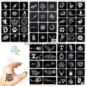 Nagelknipper 120 stks Kleine Glitter Tattoo Stencil Vrouw Vrouwelijke Kinderen Leuke Tekening Sjablonen Kat Bloem Brief Airbrush Henna Tattoo Stencils x0801