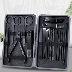 Nagelknipper 710121618 pcs Classic Black Nail Clipper Set Professinal RVS Nail Beauty Tools Set Kit NailFoot Care Tools 230720