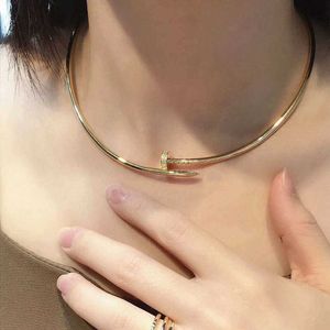 Nagelhalsband Eenvoudige geometrische vorm Zoete coole 18k ketting Niet vervagen Modieuze en persoonlijke trend ZMHI