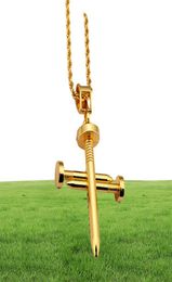 Collier croix à ongles Pendants Gold Color Bling Bling Bijoux pour hommes Femmes Hip Hop Chaine de cordes Chaînes 2758535
