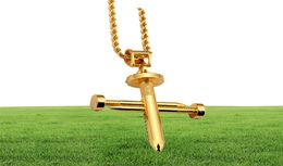 Nagel kruisketting hangers gouden kleur bling bling sieraden voor mannen vrouwen hiphop charme touw ketens8702357