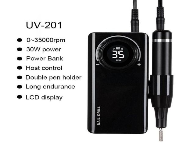 Accesorios de perforación de uñas 35000 Portables y recargables Electric Professional Use Salon inalámbrico LCD LCD Display7520041