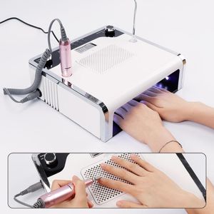 Nail Boor Accessoires 3in1 30000RPM LED Lamp Elektrische Polijstmachine Dust Cleaner Vacuüm Zuig Machine Gel File Curing Droger manicure