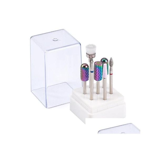 Punte per accessori per trapano per unghie Set 7Pcs Colore blu Carburo di tungsteno Acrilico File Bit Manicure Pedicure Drop Delivery Salute Bellezza Art Dhkf4