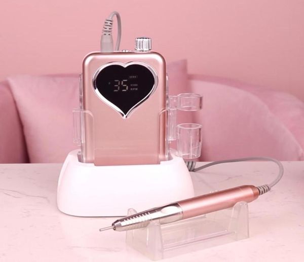 Accesorios para taladro de uñas, máquina inalámbrica portátil de oro rosa claro, lima eléctrica de manicura inalámbrica recargable de 35000RPM sin escobillas 4960945