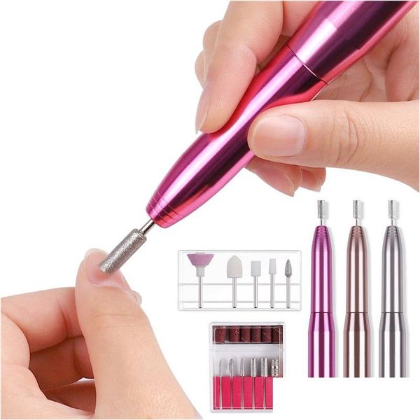 Accessoires de perceuse à ongles New Electric Hine Portable Usb Nails File Outil de polissage Manucure Fournitures pour ongles pour la maison et le salon Dhvin