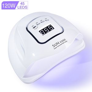 Nageldrogers 12080W Zon X5 nageldroger voor het genezen van alle gel nagellak UV LED Smart Light voor gel proteerbare nageldroglamp Manicure gereedschap 230403