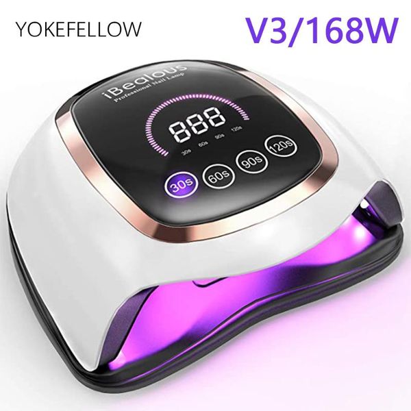 Secadores de uñas 120W Lámpara UV LED para secador de uñas 168W 78W Manicura 4 MODO Con detección de movimiento Pantalla LCD Curado Gel Polaco