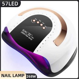 Séchants à ongles 268W 57leds Sécheur à ongles lampe UV à ongles LED pour guérir tout vernis à ongles en gel avec outil de salon de pédicure de manucure de détection Y240419rlyv