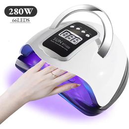 Secadores de uñas 280W 66LEDS Secador LED UV para secar esmalte de gel Lámpara de diseño portátil con detección de movimiento Herramientas de manicura artística 230325