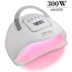 Nageldrogers 300W High Power Sun X12 Max UV LED Nail Lamp voor manicure -gel Poolse droogmachine met grote LCD -aanraking 66leds Smart Nail Dryer 230428