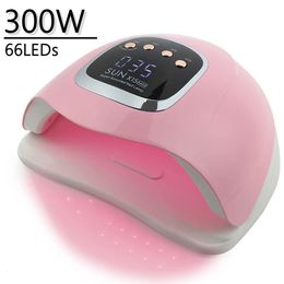 Secadores de uñas 300W Lámpara de secado profesional para manicura Potente gel UV 66 LEDS Detección automática Secado de esmalte 231128