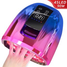 Sèche-ongles 45LED s puissant UV LED sèche-ongles pour sécher le vernis à ongles Gel conception Portable avec grand écran tactile LCD capteur intelligent lampe à ongles 230824