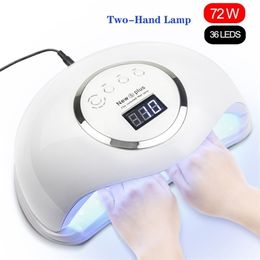 Sèche-ongles 72W 5 PLUS Lampe à LED UV Sèche-lumière du soleil Minuterie 103060s Grand espace Outils de manucure professionnels à deux mains 221107