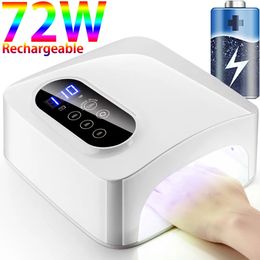 Secadores de uñas 72W UV Lámpara LED Secador recargable Secado rápido Secado inalámbrico para curar toda la manicura de esmalte de gel 231204
