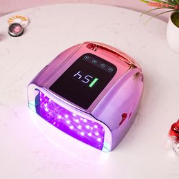 Secadores de uñas 96w Gradient Puprle Pro Lámpara LED inalámbrica Batería recargable UV Curado Gel de curado Blanco 230217