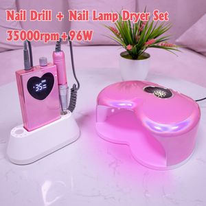 Sèche-ongles 96W UV Led Nail Lamp For Manucure Set Rechargeable 35000 Nail Drill Gel Vernis À Ongles Machine Outil Nail Supplies For Professionals 230626