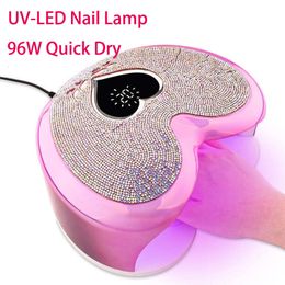 Nageldrogers 96W UV-geleide nagellamp Professionele hartvorm gel Poolse genezing Lamp roze zonlicht nageldrogend manicure machine met 230815