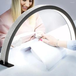 Secadores de uñas Angnya Half Moon Lámpara de mesa Protección para los ojos Luz LED Salón de belleza Iluminación de trabajo Escritorio con arte de diamante Manicura