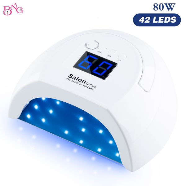 Sèche-ongles BNG 80W 10s 30s 60s lumière LED sèche-ongles lampes à ongles UV LED lampe Gel bricolage Nail Art Machine temps réglable capteur intelligent 230403