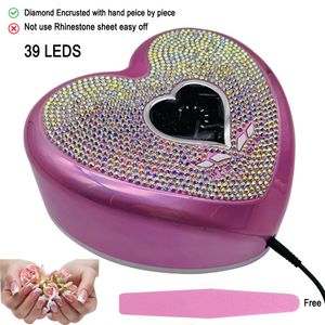 Nageldrogers schattige hartvorm nagellamp met LCD -nagelgeldroger 96W pedicure machine LED -licht voor nagels UV Secador de Unas Pink 230815