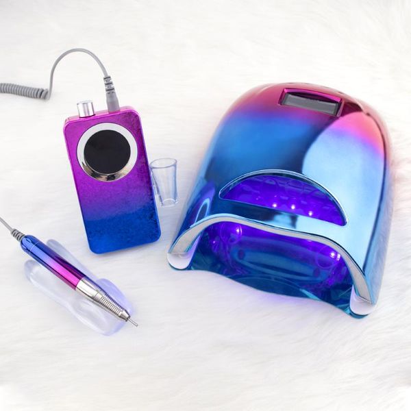 Séchoirs à ongles Couleur de gradient 48W lampe à LED UV sans fil pour la sécheuse de manucure Batterie rechargeable de gel vernis