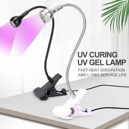 Sèche-ongles Lampu Ultraviolet LED Clip-On UV Tabung Logam Fleksibel USB Mini Gel Curing Meja Pengering Kuku Untuk Seni