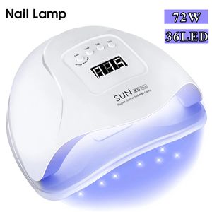 Nail Dryers Lampe LED pour ongles pour manucure 72W Machine de séchage des ongles lampe de séchage UV pour guérir le vernis à ongles Gel UV avec écran LCD à détection de mouvement 230508