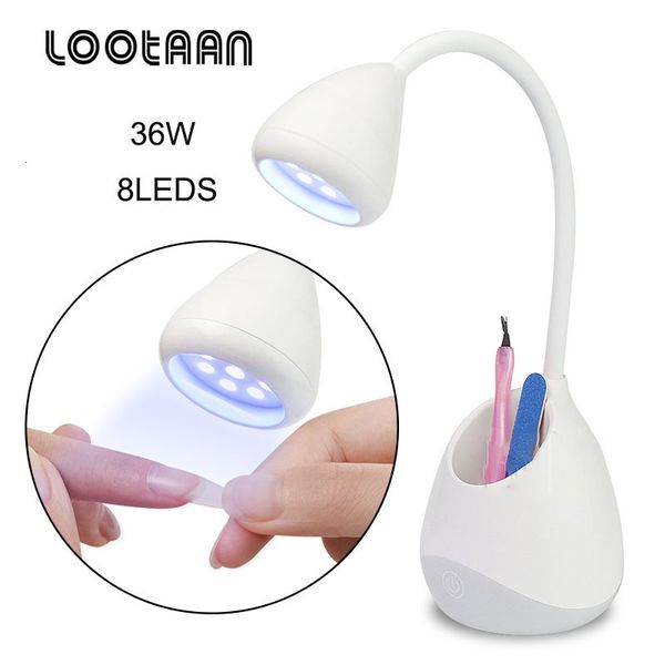 Sèche-ongles LOOTAAN 36W 8LEDS Lampe à ongles Rotative Nail Tool Stockage Lampe de cuisson Séchage rapide Durcissement Vernis Colle Manucure Lumière Nail Art Salon 230325