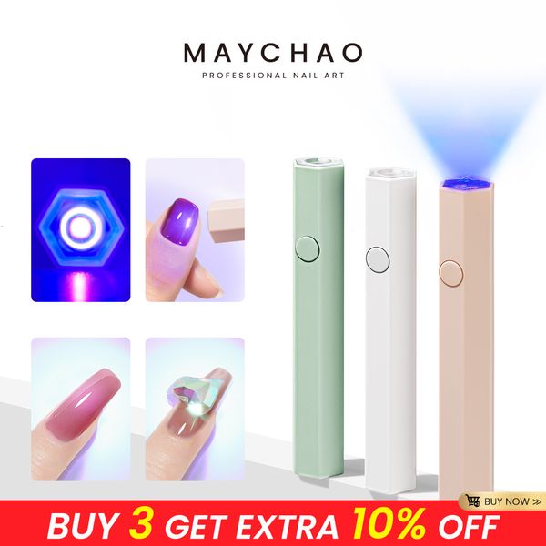 Secadores de uñas MAYCHAO Mini secador portátil Lámpara UV LED Luz para curar todo el gel Secado rápido USB Art Tool Regalo Hogar Viajes Uso 230803