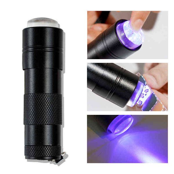 Sèche-ongles Mini Uv Gel Sèche-linge Portabe Lampe de poche Acrylique Art Lampe Machine de polymérisation 12pcs LED Lampes en résine Outils de manucure 220225