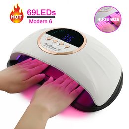 Nagel Droger Moderne 6 Nagel Droger Machine 69 LEDS UV Nagel Lampen Voor Gel Polish Curing Manicure Pedicure Salon dubbele Handen Hold Big Size 230701