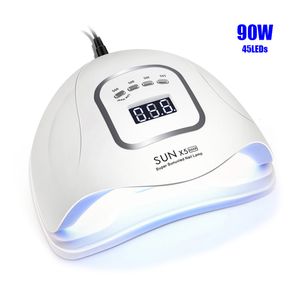 Sèche-ongles Sèche-ongles SUNX 5 Max 90/72/54/36W 45/36 LED Lampe à ongles UV LED SUN Light pour le durcissement du vernis à ongles en gel UV avec capteur LCD Display 230414