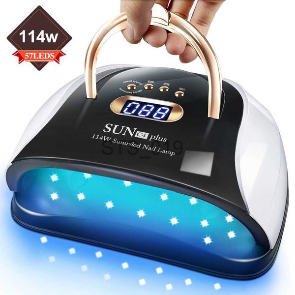 Secadores de uñas Lámpara de uñas más nueva Lámpara LED UV de 114 W con 4 configuraciones de temporizador y mango Secador de uñas profesional de curado rápido y equipo de manicura x0828