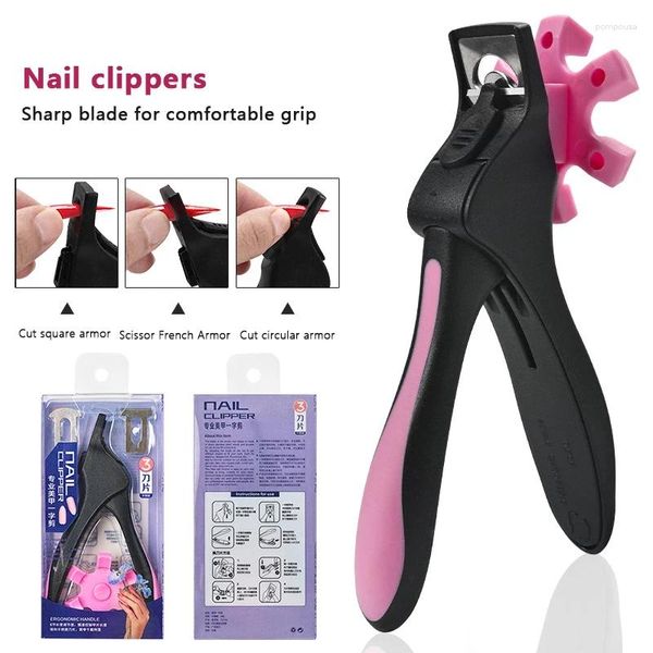 Sèchers de ongles art professionnel clipper de type spécial u mot faux pointes coupeurs de bord manucure outils en acier inoxydable coloré