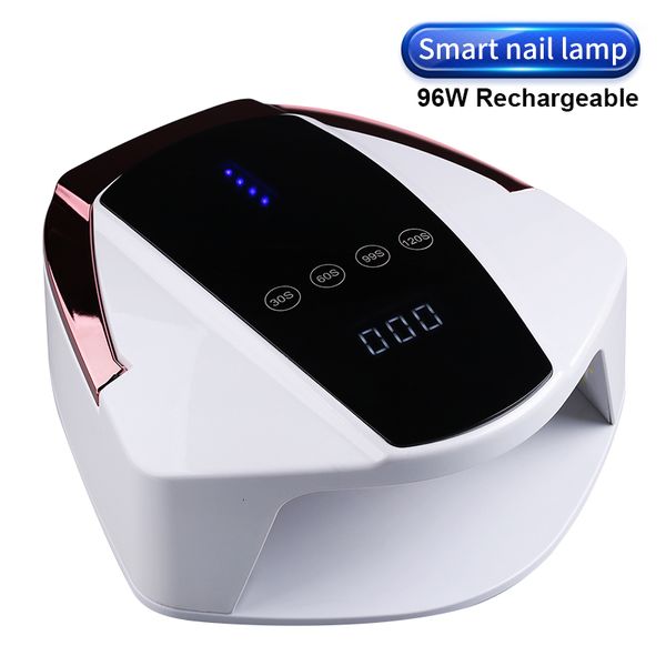 Sèche-ongles Lampe UV à ongles rechargeable 96W four à ongles sans fil pédicure manucure sèche-LED lumière de pothérapie lampe LED sans fil pour ongles 230824