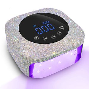 Sèche-ongles Alerte sonore Lampe rechargeable avec strass 54W Gel Laque Sèche-linge sans fil Lumière UV pour ongles LED sans fil 230825